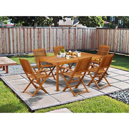 EAST WEST FURNITURE 7 Piece Cameron Acacia Balcony Dining Set - Natural Oil CMCM7CANA